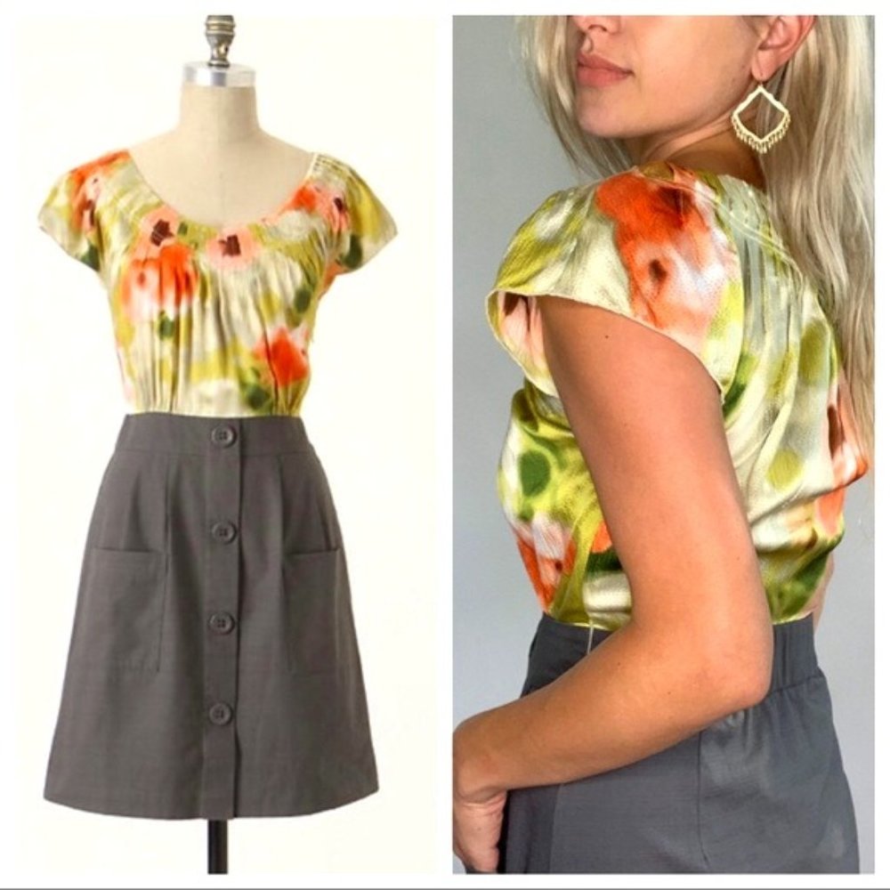 Anthropologie Multicolor Top and Gray Skirt Dress